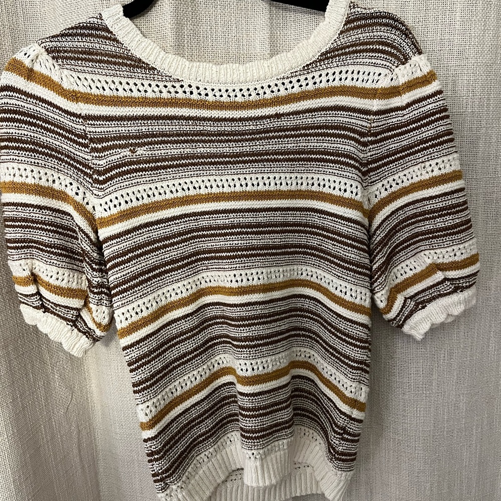 House of Harlow top, brown-gold-white multicolor, small